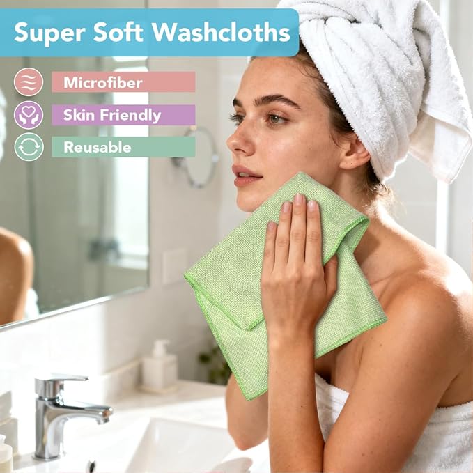 Orighty Washcloths, 20 Pack Microfiber Face Towels, Highly Absorbent and Soft - Image 2
