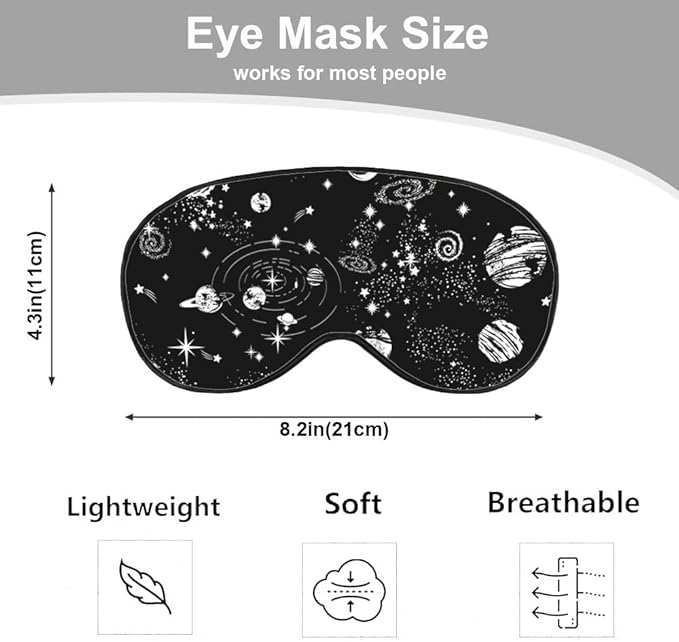Space Galaxy Sleep Eye Mask Universe Star Moon Planets Constellation Black Silk - Image 2