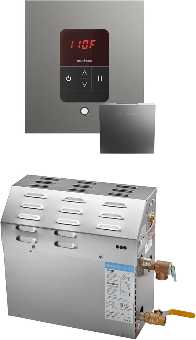 Mr Steam MS 5kW Steam Shower Generator Package w/square iTempo Control in Satin by MrSteam