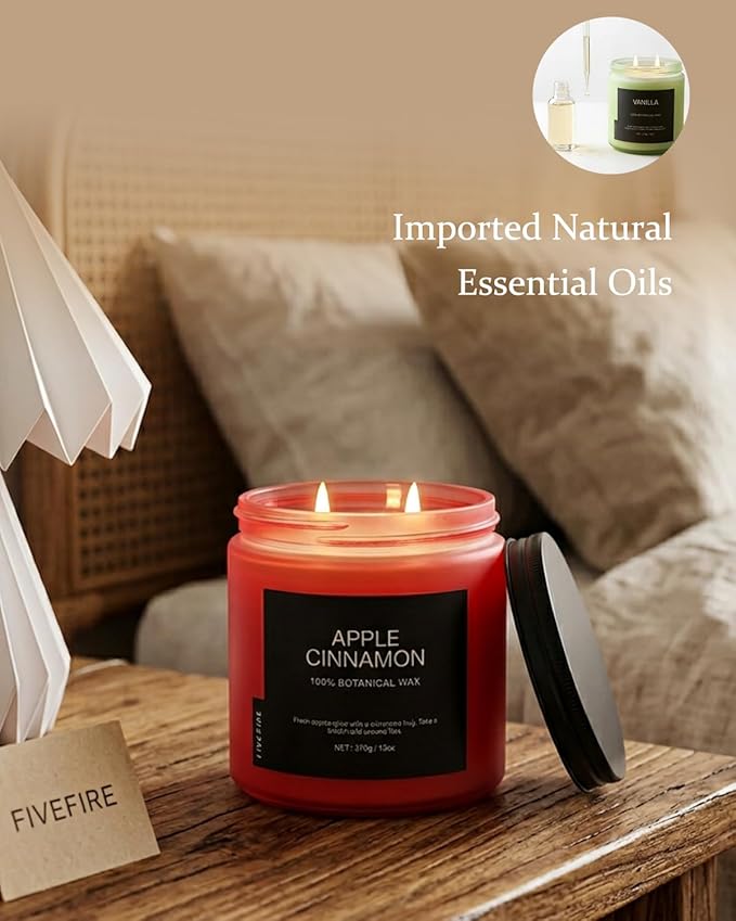 Apple Cinnamon Home Scented Candles, 13oz Organic Soy Wax, 76-Hour Clean Burning - Image 6