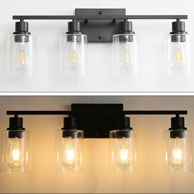 Bathroom Vanity Light Fixtures, 4-Light Matte Black Bathroom Lights, Wall - Image 4