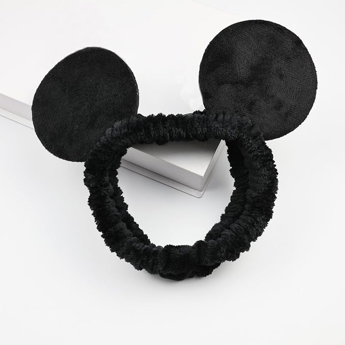 JIAHANG Mouse Ears Facial Spa Headbands, Coral Fleece Wash Face Hair Band - Image 6