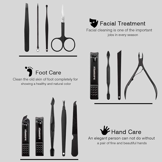 FAMILIFE Manicure Set, Professional Manicure Kit Nail Clipper Set Stainless - Image 9