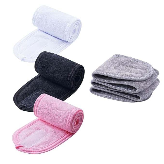 4 PCS Facial Spa Headbands， Makeup Shower Bath Wrap Sport Headband Terry Cloth by TDHDIKE