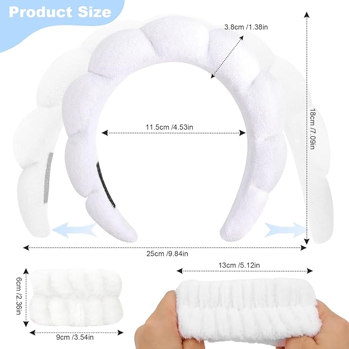 6Pcs Spa Set, Terry Cloth Headbands & Wrist Washbands - Image 2