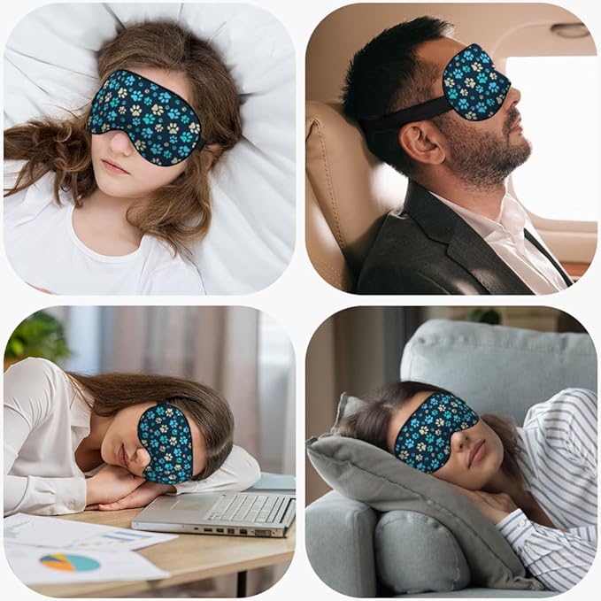 Dog Footprint Sleep Mask Eye Mask Dog Paws Cute Footstep Animal Blue Green - Image 5