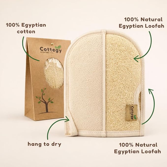 Premium Exfoliating Loofah Gloves – Natural Egyptian Loufa Sponge Body Scrubber - Image 6