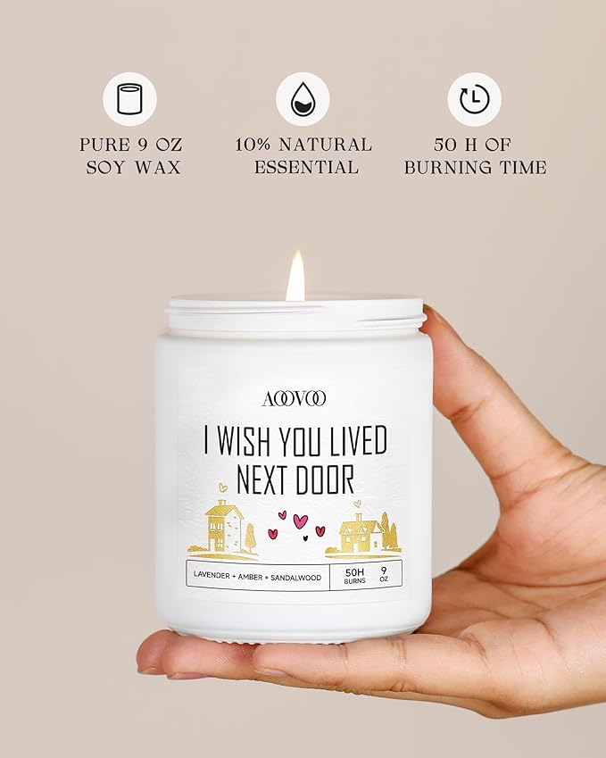 AOOVOO Candle - 9oz Soy Wax Scented Candles, I Wish You Lived Next Door Candles - Image 4