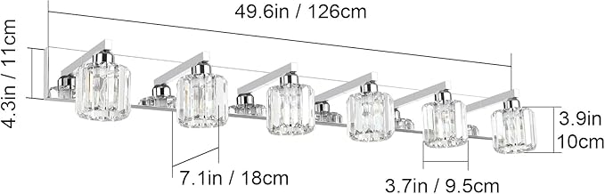 Aipsun Bathroom Vanity Light Crystal Vanity Lighting Fixtures 6 Lights Chrome - Image 6