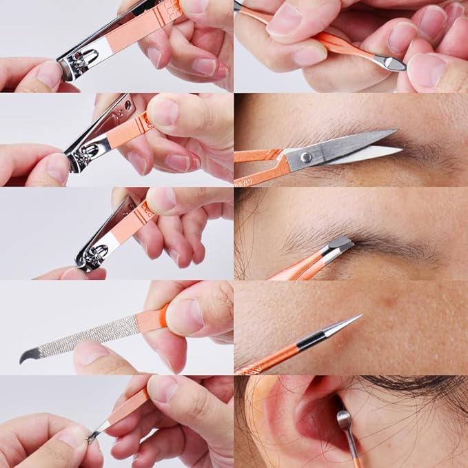 HANTEKAS Manicure Set 10 in 1 Stainless Steel, Nail Clippers Scissors Pedicure - Image 3