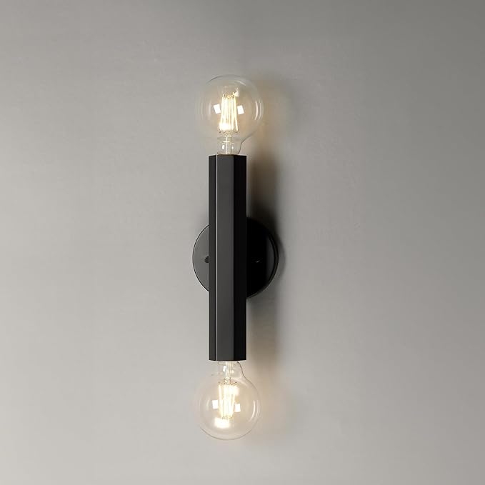 Globe Electric 2-Light Vanity Light, Matte Black, Hexagonal Bar, Minimalist - Image 5