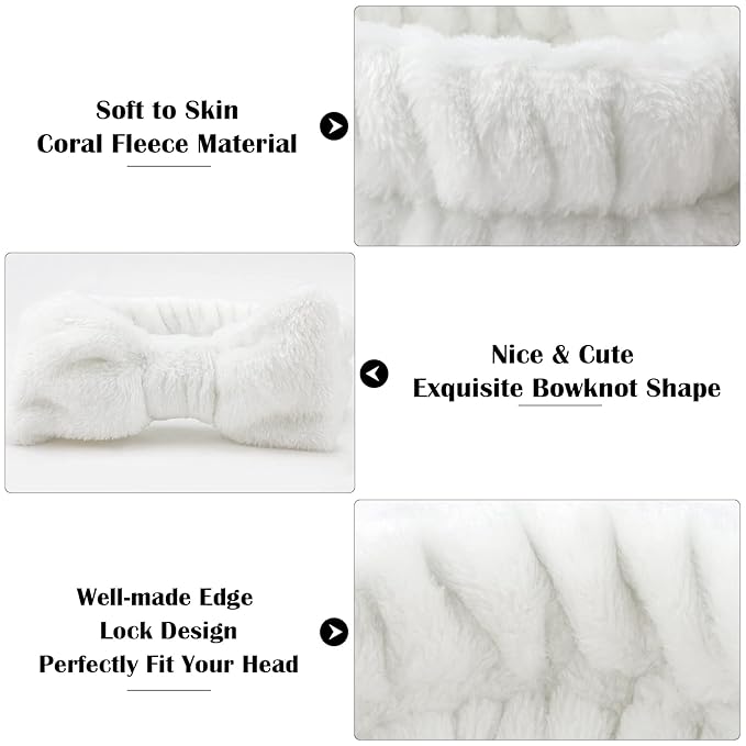 Ondder Spa Headband for Washing Face 8 Pack White Skincare Headbands for Women - Image 2