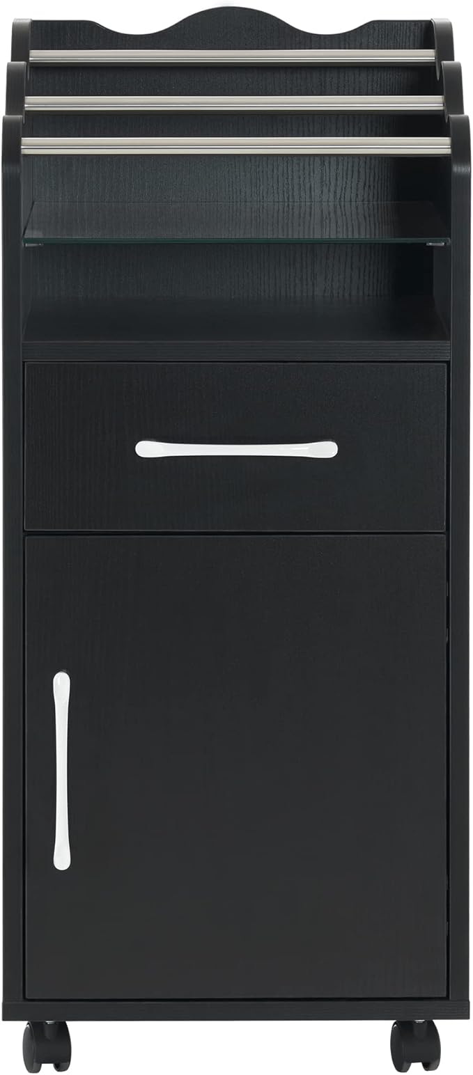 BarberPub Salon Cart with Storage Cabinet with with Drawers Engineered Wood - Image 9