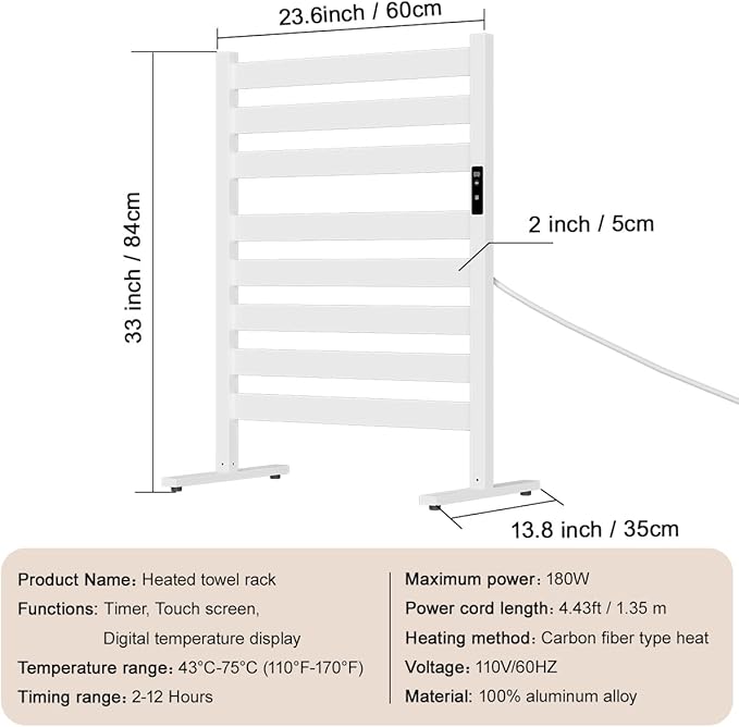 Verida Towel Warmer for Bathroom, Heated Towel Rack, Upgraded Extra-Wide - Image 4