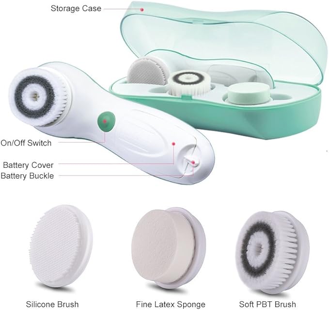 TOUCHBeauty 360° Rotating, 3 in 1 Interchangeable Facial Cleansing Brush Set - Image 5