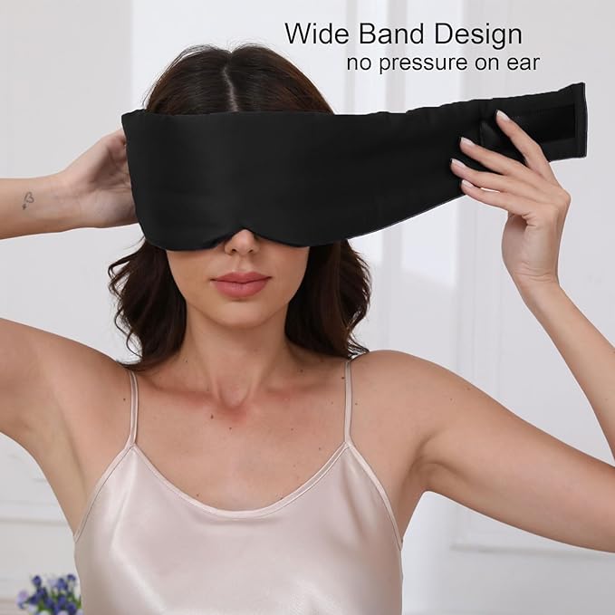 100% Mulberry Silk Sleep Mask for Women & Men Beauty Sleep, Adjustable - Image 3