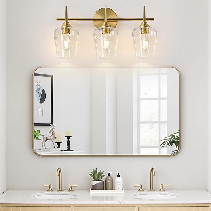 MOKATNG 3-Light Bathroom Light Fixtures, 19.5 Inch Brushed Gold Vanity Lights - Image 6