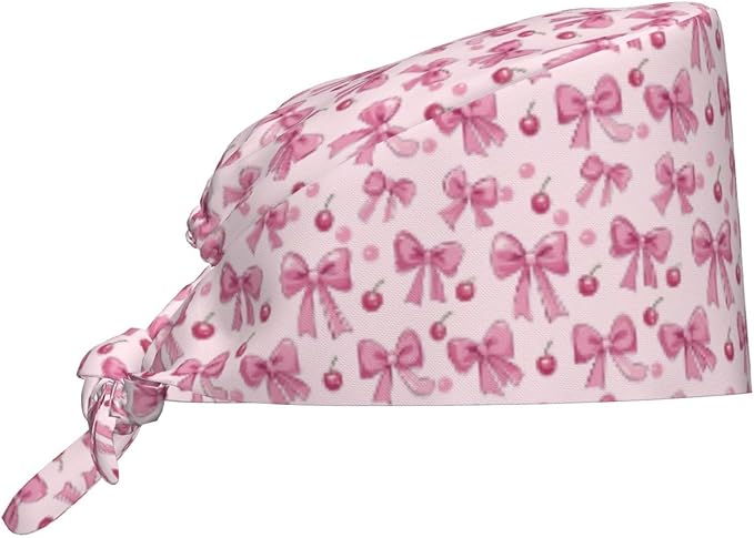 Scrub Cap for Women and Men Boho Black Leaf Pattern Adjustable Breathable by SUPLUCHOM