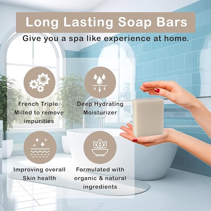 SSA Spearmint & Bran Scented Natural Soap Bars, 3.5oz Moisturizing Triple - Image 4
