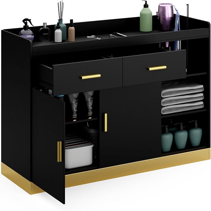 Salon Storage Cabinet Barber Station, Free Standing Hair Styling Station by HolaiNail