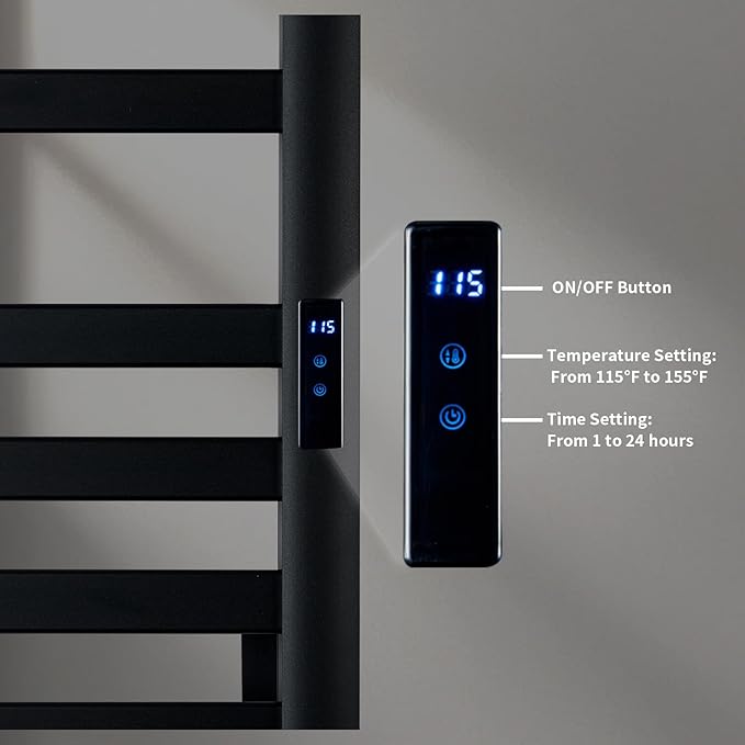 LANMEL 2 in 1 Towel Warmer Rack & Towel Rack Wall, 6 Bars Electric Wall Mounted - Image 4