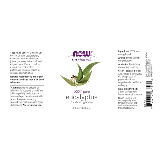 NOW Foods Eucalyptus Globulus Oil, 4 Fluid Ounce - Image 2