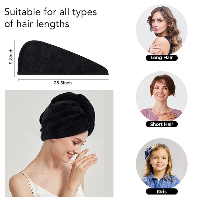 SINLAND Microfiber Hair Drying Cap Hair Towel Turban Twist - Image 2