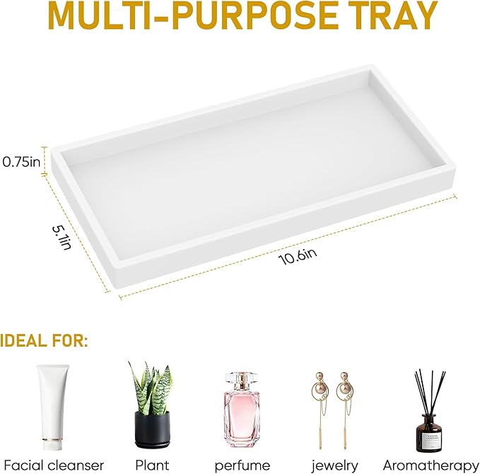 Bathroom Counter Tray, EG-SIPRO High-Grade Thickened Silicone Bathroom Vanity - Image 5
