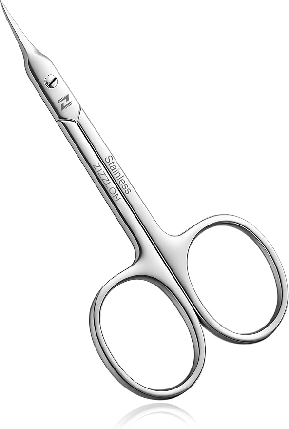 Cuticle Scissors Professional Extra Fine Curved Pointed Tip by ZIZZLON