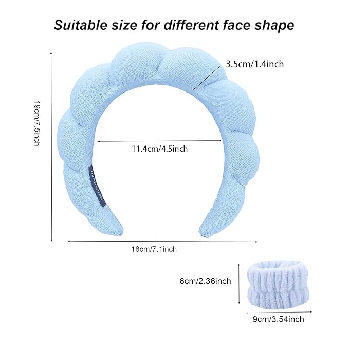 Spa Headbands for Washing Face Soft Puffy Bubble Headbands Wristband for Women - Image 2