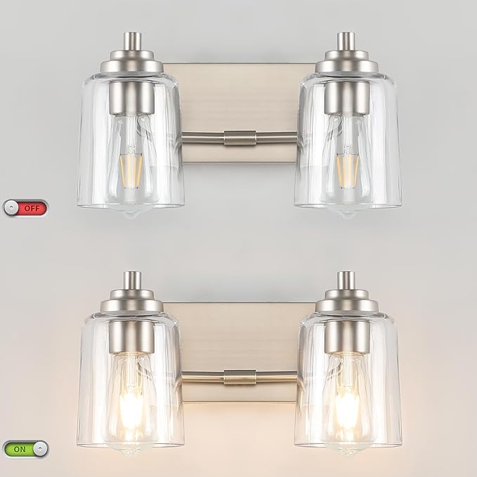 SOLFART Brushed Nickel Vanity Light 2 Light Bathroom Vanity Light Bathroom - Image 6