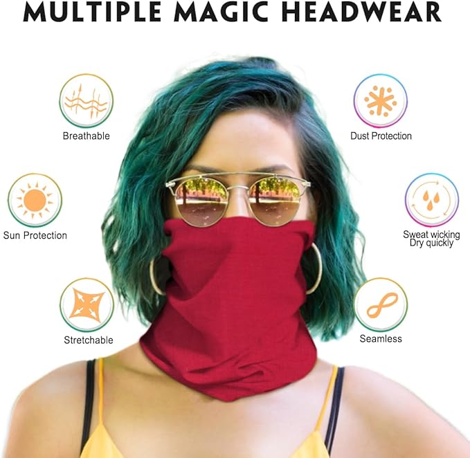Venswell Neck Gaiter Face Mask Men Women, Seamless Bandana Rave Face Cover - Image 3