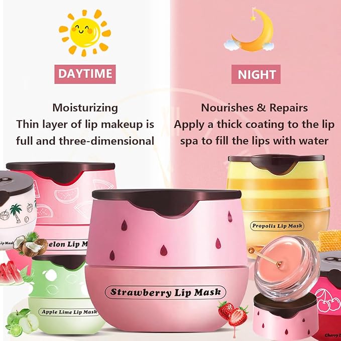 6 PCS Honey Lip Mask, Strawberry & Watermelon & Coconut & Cherry & Apple Lime - Image 2