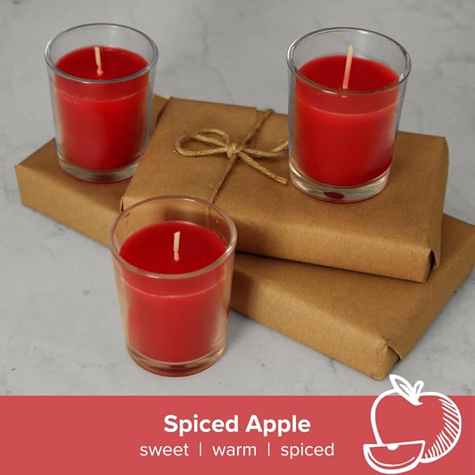 Simply Soson Apple Spiced Fall Scented Votive Candles, Bulk Set of 24 Red - Image 4