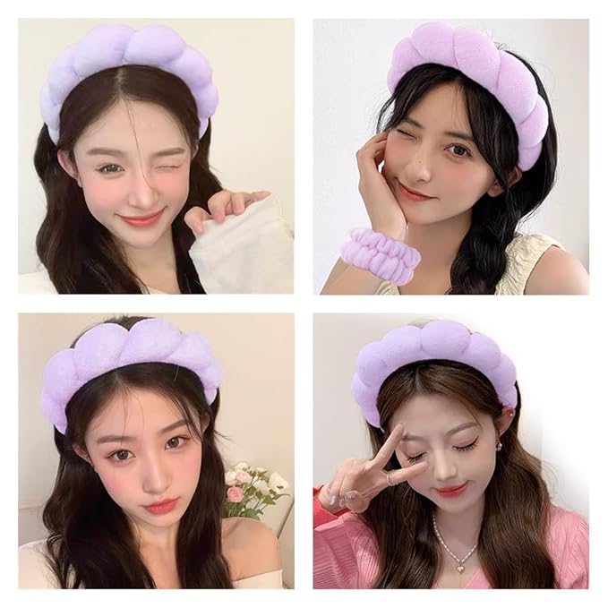 Spa Headbands for Washing Face Wristband Set Sponge Makeup Skincare Headband - Image 4