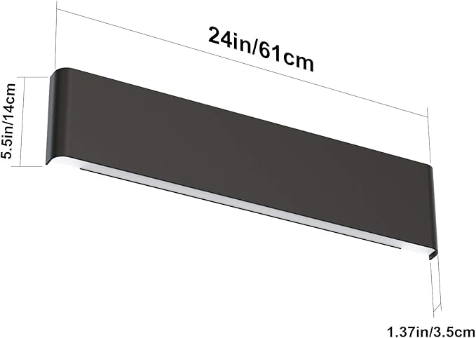 Aipsun 20W/24in Rectangular LED Black Modern Wall Sconce Horizontal Up and Down - Image 6