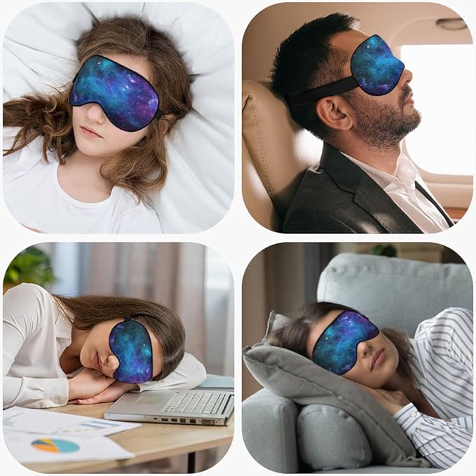 Galaxy Stars Silk Eye Mask Sleep Mask Abstract Space Blue Purple Nebula Starry - Image 5