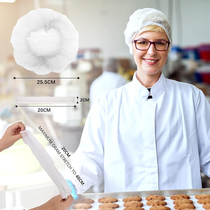 Wecolor 100 Pack 21" Disposable Nonwoven Bouffant Caps Hair Net - Image 2