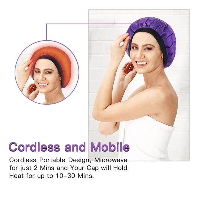 Beautybaby Cordless Deep Conditioning Heat Cap, Microwavable Treatment Steaming - Image 4