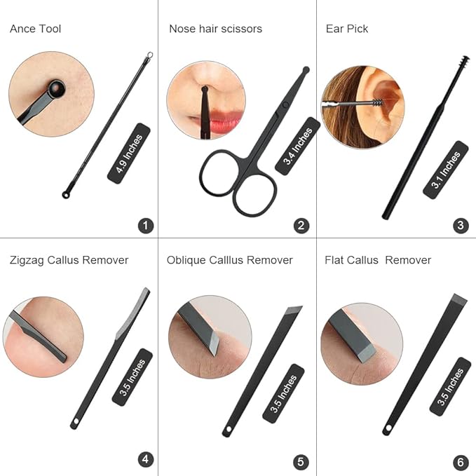 ZIZZON Manicure Set 18 in 1 Professional Pedicure Set Nail scissors Grooming Kit - Image 6