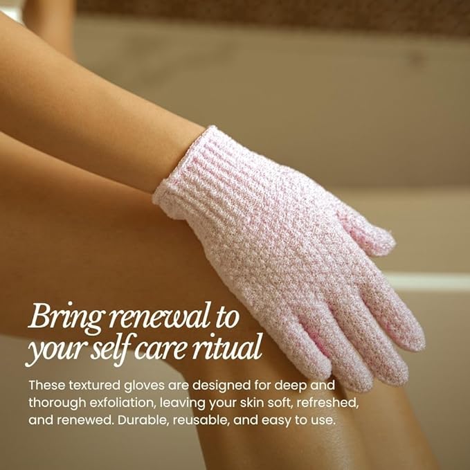 Bare Botanics 4 Pack Mint Exfoliating Shower Gloves - Image 2