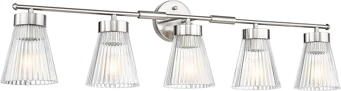 Brushed Nickel Bathroom Vanity Light, HWH 5-Light Bathroom Light Fixtures by HWHINVESTMENT