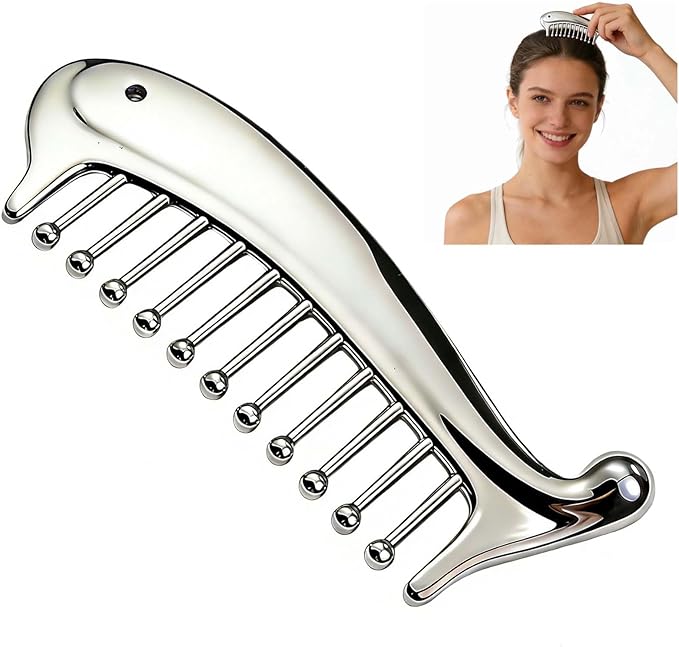 Metal Scalp Massage Tool Gua Sha Facial Tools, Portable Massage Comb by InfiniteRelax