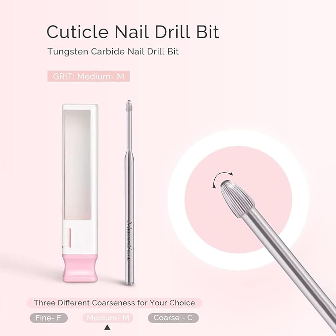 MelodySusie Cuticle Clean Nail Drill Bit 3/32'', Professional Safety Carbide - Image 2