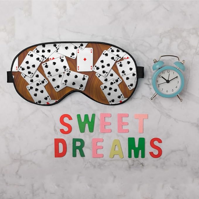 Playing Cards Silk Eye Mask Sleep Mask Funny Poker Wooden Table Rectangle Eye - Image 6