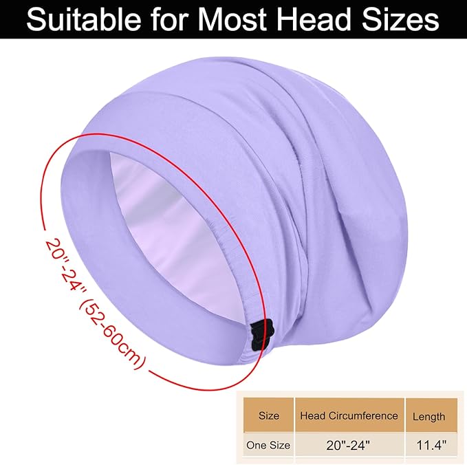 Sleep Cap Bonnet for Sleeping, Adjustable Cooling Ice Silk Lined Hair Bonnets - Image 7