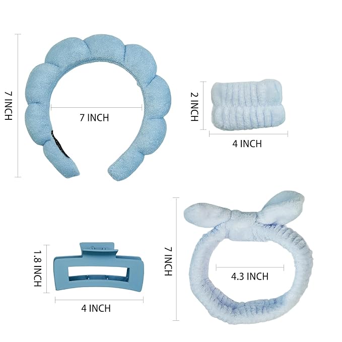 7 Pcs Spa Set, Facial Headband and Wristband Set, Skincare Accessories - Image 8