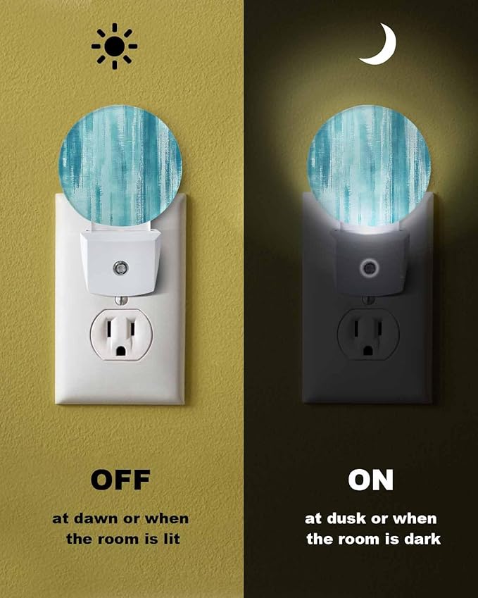 Night Lights Auto Sensor Teal Abstract Graffiti Night Light Art Painting Round - Image 6