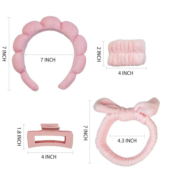 7 Pcs Spa Set, Facial Headband and Wristband Set, Skincare Accessories - Image 8