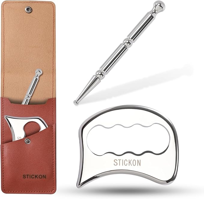 STICKON 2 in 1 Stainless Steel Gua Sha, Acupressure Pen, Physical Therapy Tools by STICKON